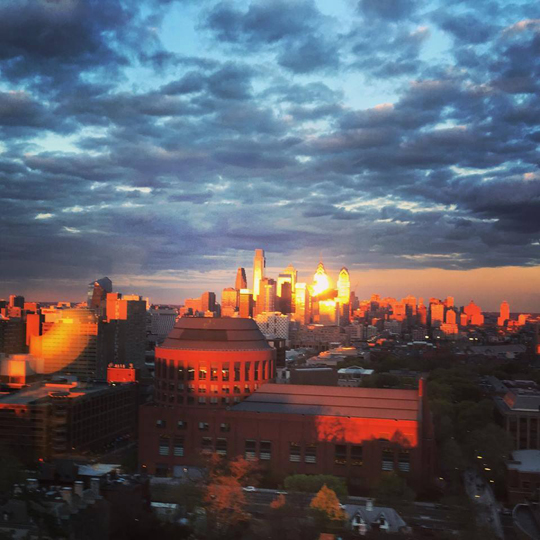 Philadelphia skyline from Penn's campus